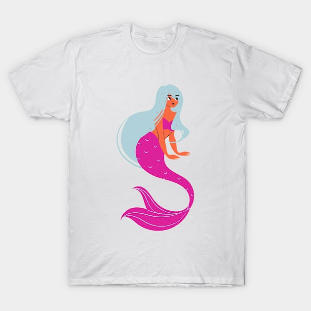 Mermaid pink and blue T-Shirt by Jenmag